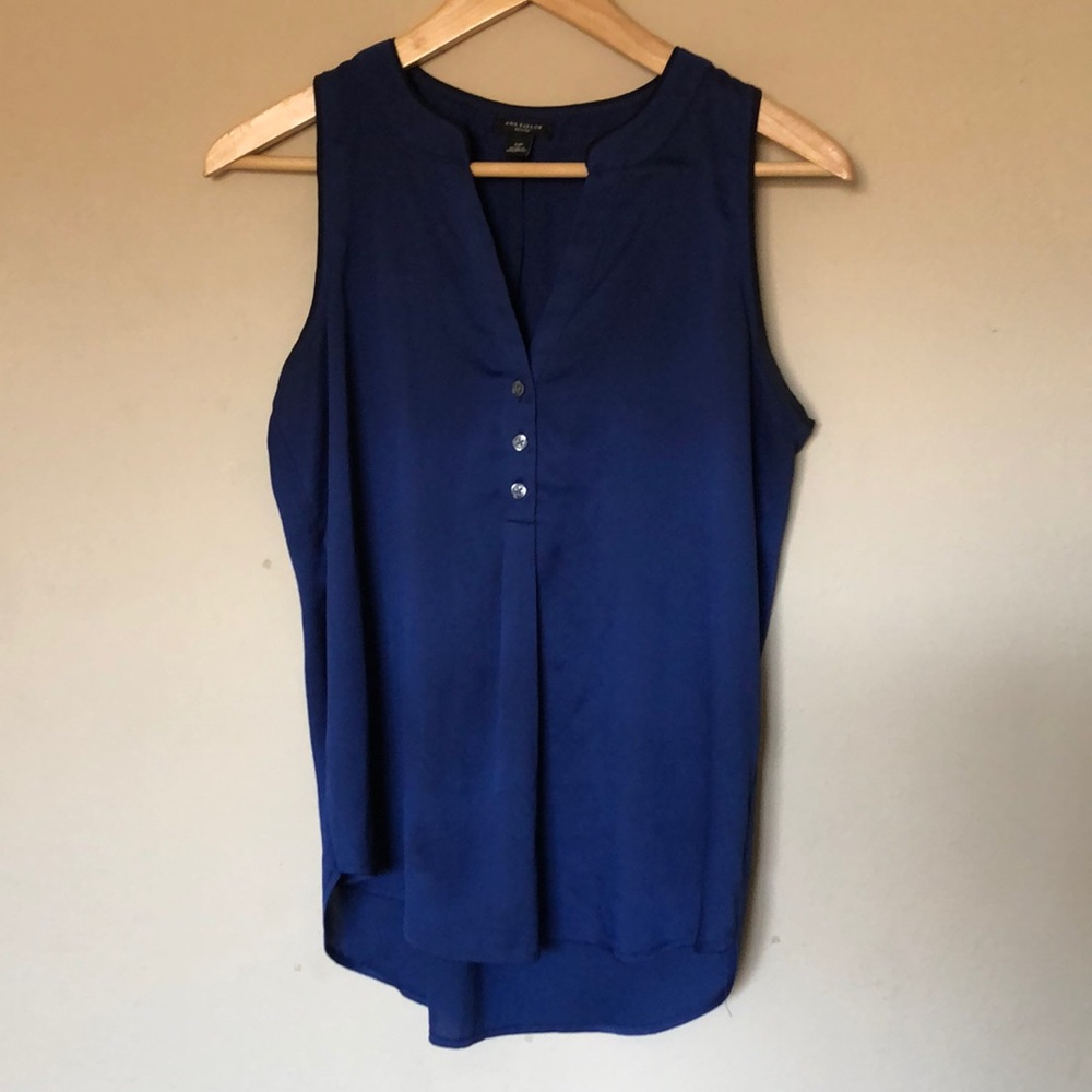 Ann Taylor Blue Tank with Black Trim
